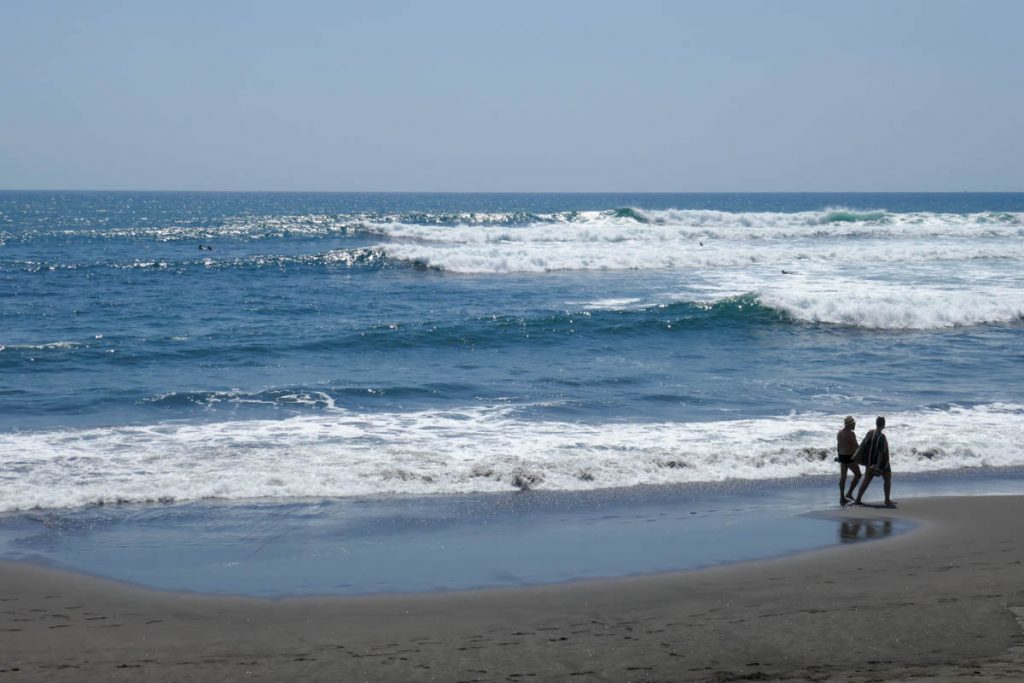 Surf spot El Sunzal, El Salvador. Wind affected waves breaking.