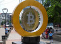 BItcoin symbol sculture in El salvador
